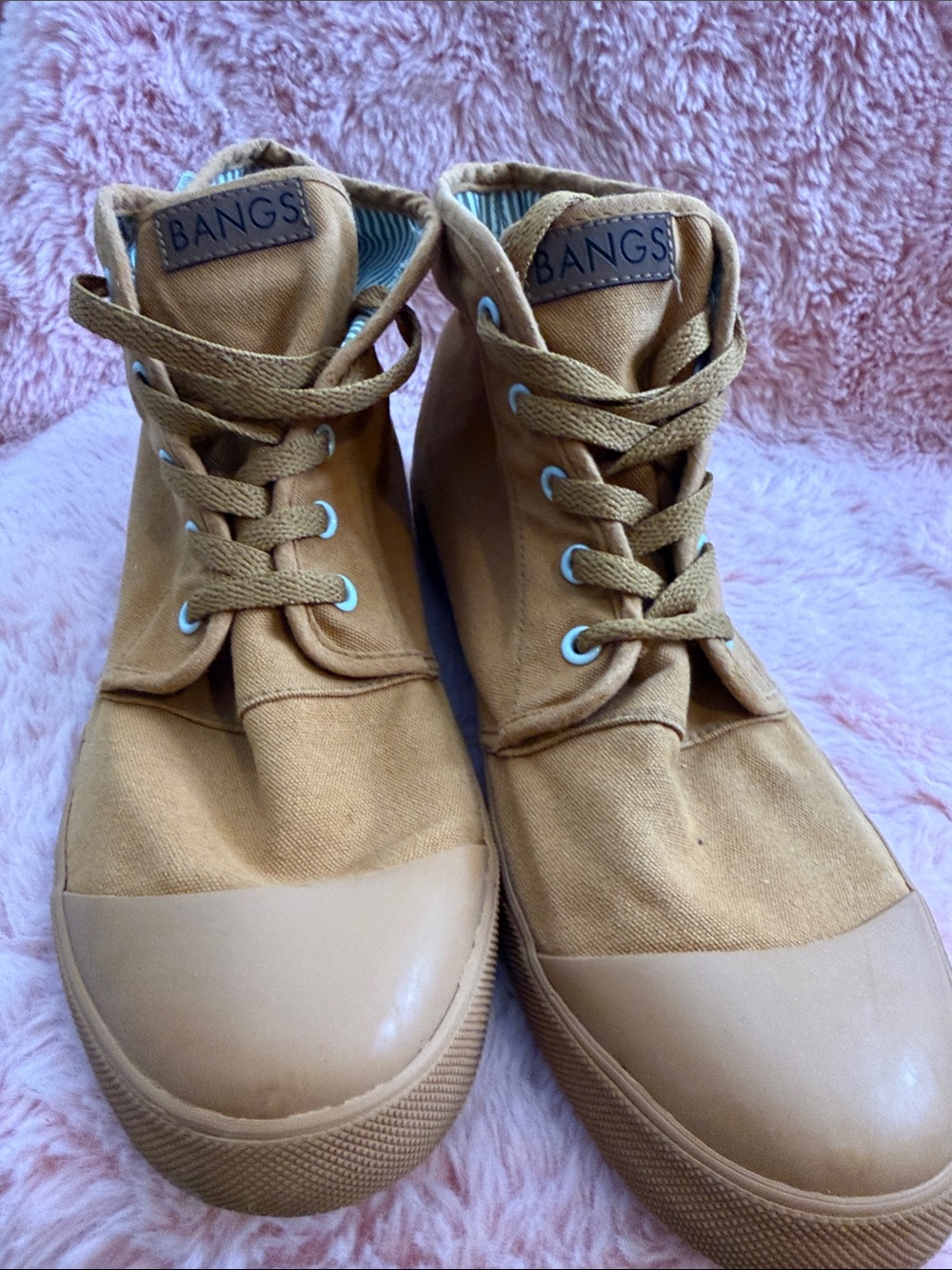 BANGS Men’s Tan Canvas High-Top Sneakers